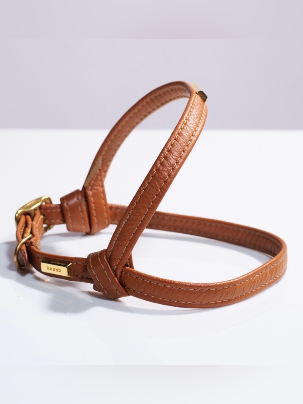 Dog Harness Hound Collection Belted Leather Harness Genuine Cognac Brown